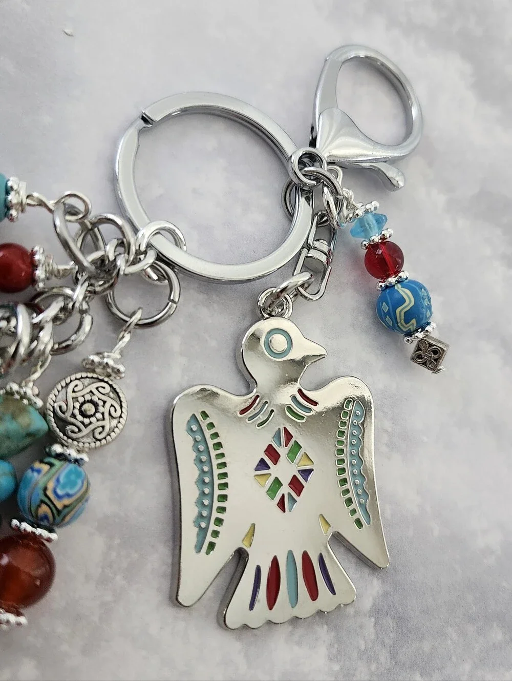 Southwest Purse Charm or Keychain Carnelian Howlite Turqouise